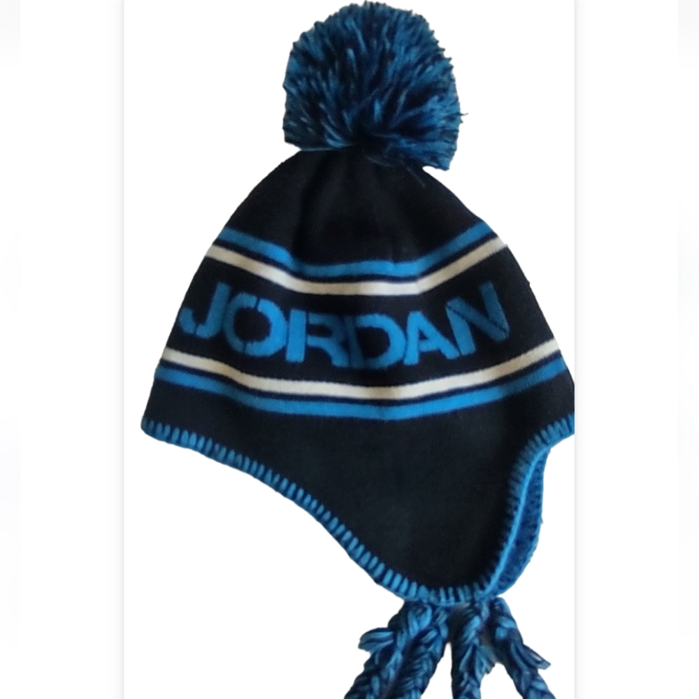 Jordon rare vintage winter knit hat  beanie cap. Pom pom fringe.Sport Basketball